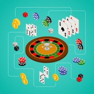 Isometric set of gambling and casino items N2