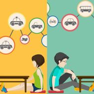 Infographic with people and transportation