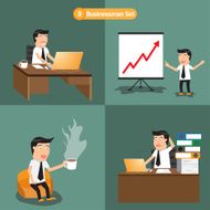 businessman set working vector illustration