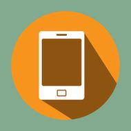 Flat long shadow Icon of smartphone vector illustration