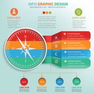 Compass info graphic design clean vector