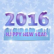 Card Happy New Year 2016 Snowflakes icicles snow Vector ill