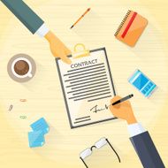 Contract Sign Up Paper Document Business People Agreement