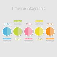 Timeline Infographic with colored half circle text Flat