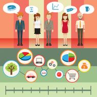 Infographic with people and graph