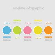 Timeline Infographic with colored circle text Shadow effect Template Flat