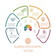 Lines Semicircle infographic six positions