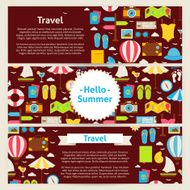 Hello Summer and Travel Concept Vector Template Banners Set