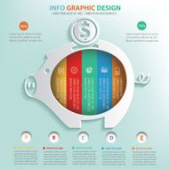 Piggy bank info graphic design clean vector