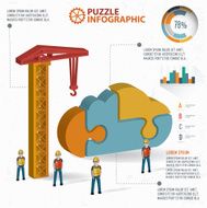 Cloud puzzle info graphic design clean vector