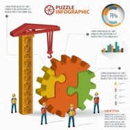 Gear puzzle info graphic design clean vector N2