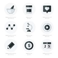 Flat icons set of medical black and white