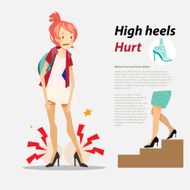 High heels hurt with infographic - vector