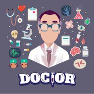 doctor with elements character - vector