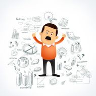 Young happy businessman with various infographic elements N2