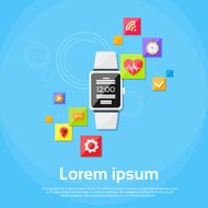 Smart Watch Technology Electronic Device Apps Icons Set