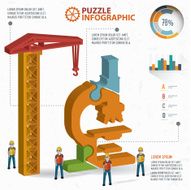 Microscope puzzle three dimension graphic vector