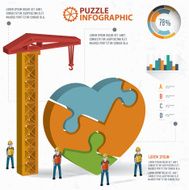 Heart puzzle three dimension graphic vector