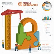 Lock puzzle three dimension graphic vector
