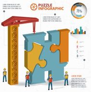 Binocular puzzle three dimension graphic vector