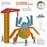 Spider puzzle three dimension graphic vector