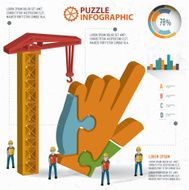 Click puzzle three dimension graphic vector