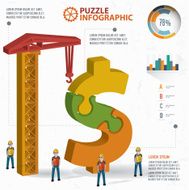 Dollar puzzle three dimension graphic vector
