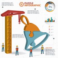 Bell puzzle three dimension graphic vector
