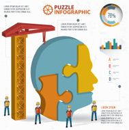 Head puzzle three dimension graphic vector