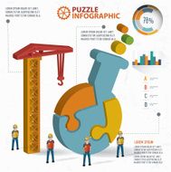 Science puzzle three dimension graphic vector