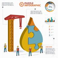Water drop puzzle three dimension graphic vector