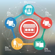 Shopping info graphic design on blur background vector