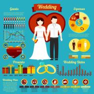 Set of wedding infographics and elements for invitation presentation congratulation