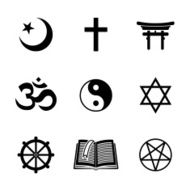 World religion symbols set with - christian Jewish Islam Buddhism