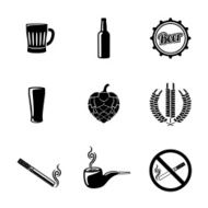 Pub and beer icons set with - Glass mug bottle