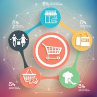 Shopping info graphic design on blur background vector N2