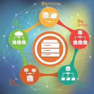 Database server info graphic design on blur background vector N2