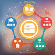 Database info graphic design on blur background vector N3