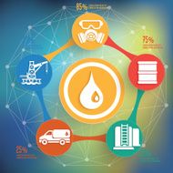 Oil industry info graphic design on blur background vector N2