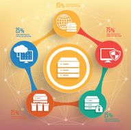 Database info graphic design on blur background vector N4