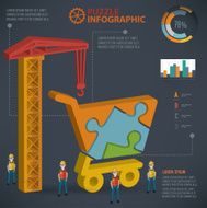 Shopping cart puzzle three dimension graphic design vector
