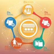 Shopping info graphic design on blur background vector N3