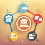Database server info graphic design on blur background vector N5