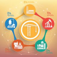 Construction and industry info graphic design on blur background vector