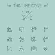 Business thin line icon set