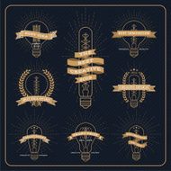 Vintage bulb creative and idea award label with ray burst