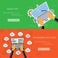 Vector flat concept of programming and coding N86