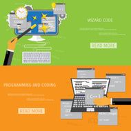 Vector flat concept of programming and coding N95