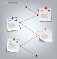 Time line info graphic with colored note paper template