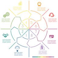 Infographic circle colourful lines eight positions